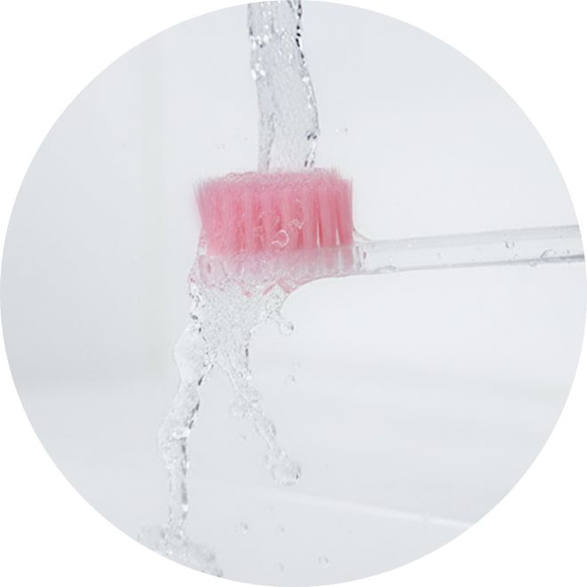 歯磨き粉は使わず毛先を水で濡らしている画像